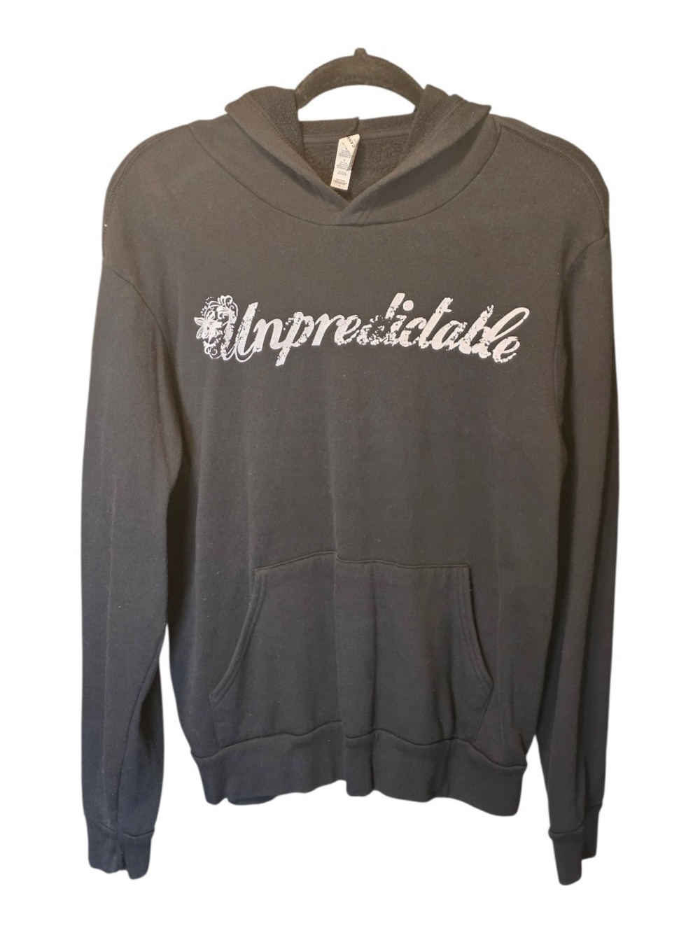 Bella Canvas Black Hoodie with White 'Unpredictable' Script